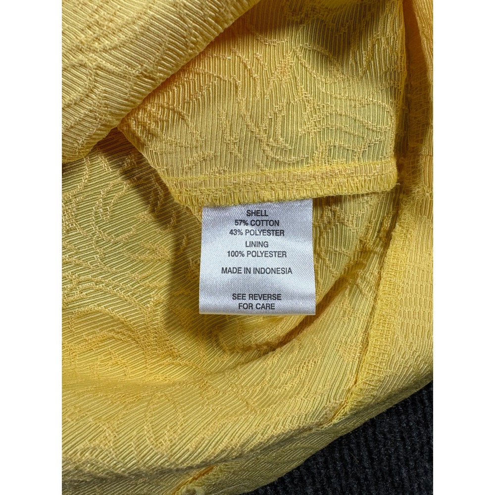 New Directions Yellow Jacquard Sheath Dress Embellished Pearl Cap Sleeve Size 6 - Picture 4 of 9
